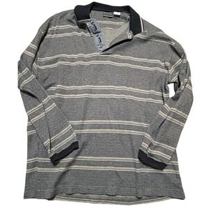 Bugle Boy‎ Company Long Sleeve Striped Polo Shirt Mens XL Cotton Casual